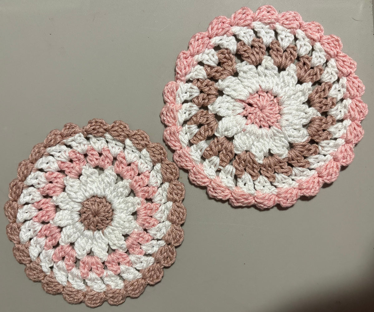 Crochet Striped Cotton Coasters (Set of 2)