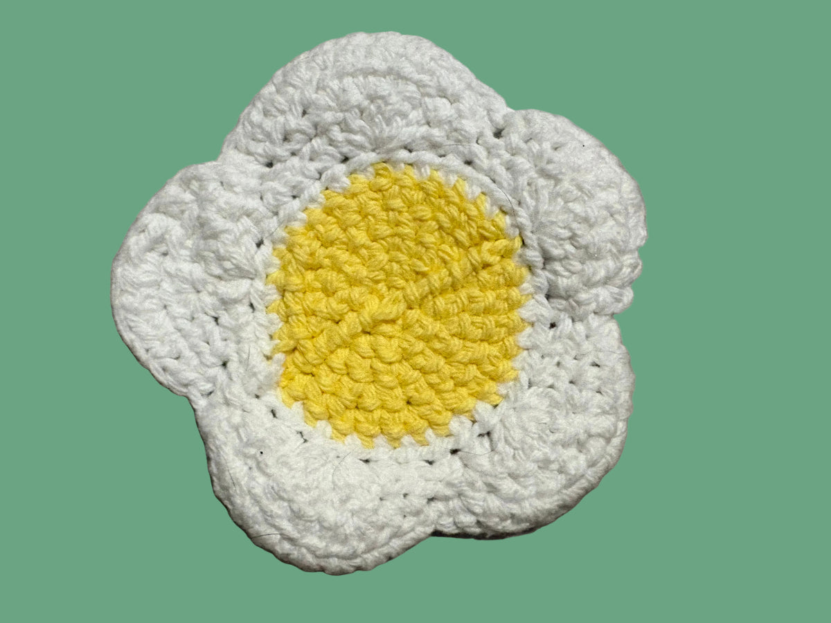 White Flower Cotton Crochet Coaster
