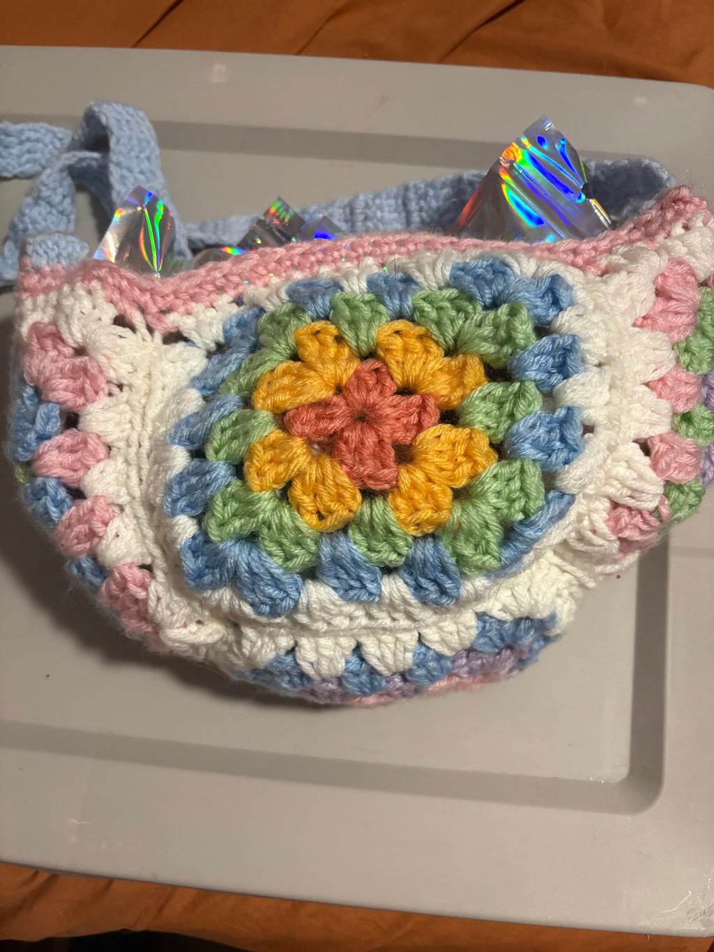 Crochet Granny Square Crossbody Bag