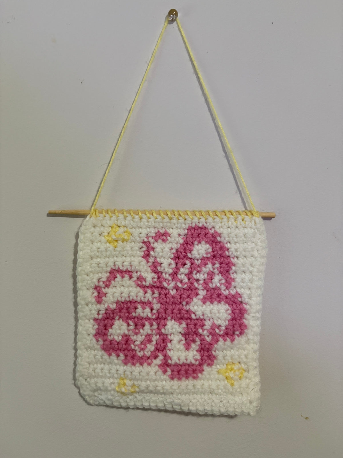 Pink Butterfly Crochet Tapestry