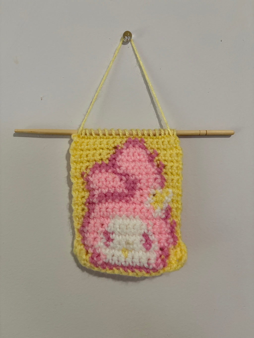 Pink Bunny Crochet Tapestry