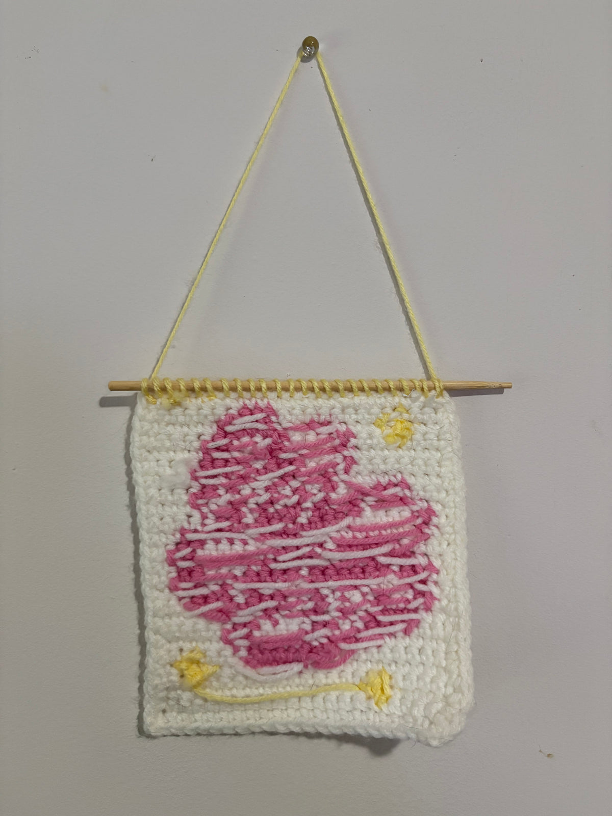 Pink Butterfly Crochet Tapestry