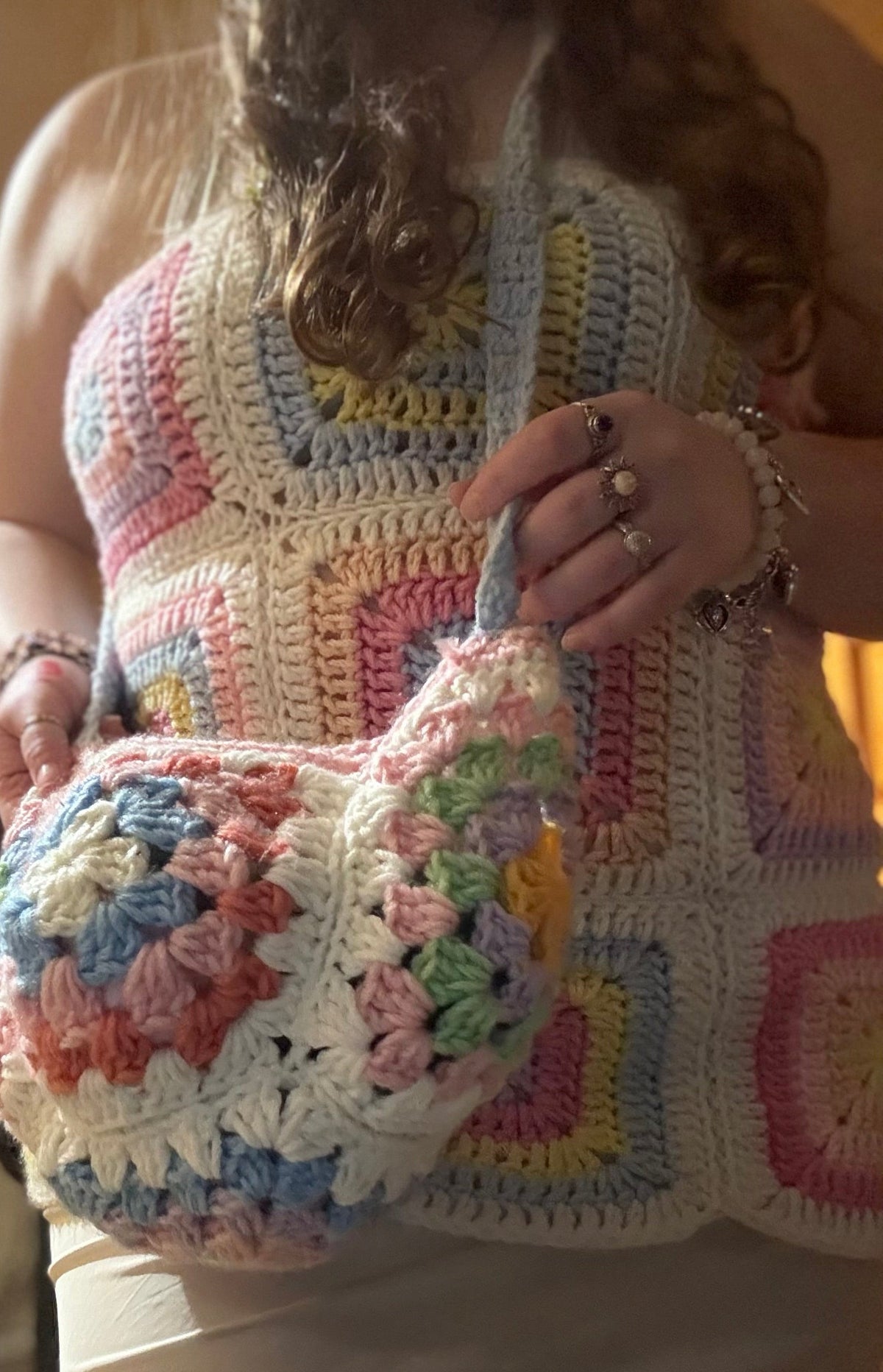 Crochet Granny Square Crossbody Bag