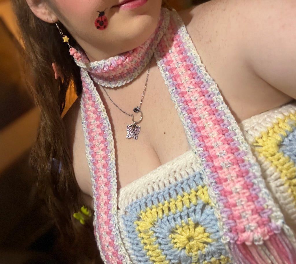 Striped Pastel Crochet Scarf