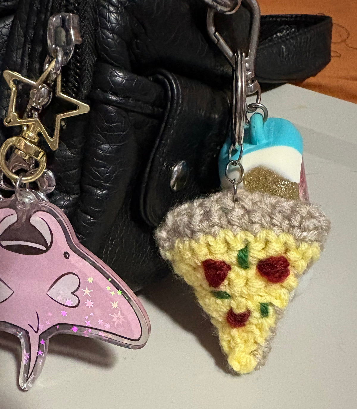 Crochet Pizza Keychain