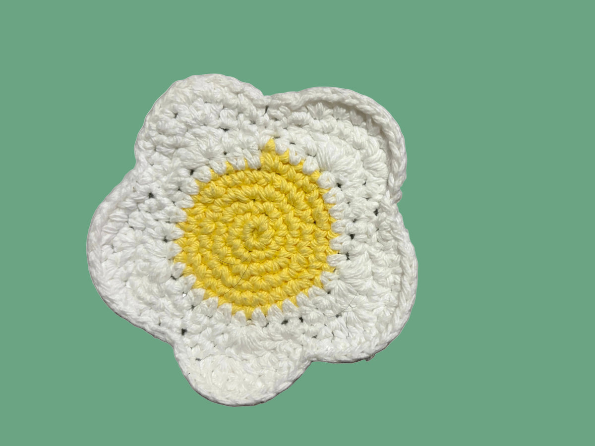 White Flower Cotton Crochet Coaster