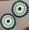 Crochet Striped Cotton Coasters (Set of 2)