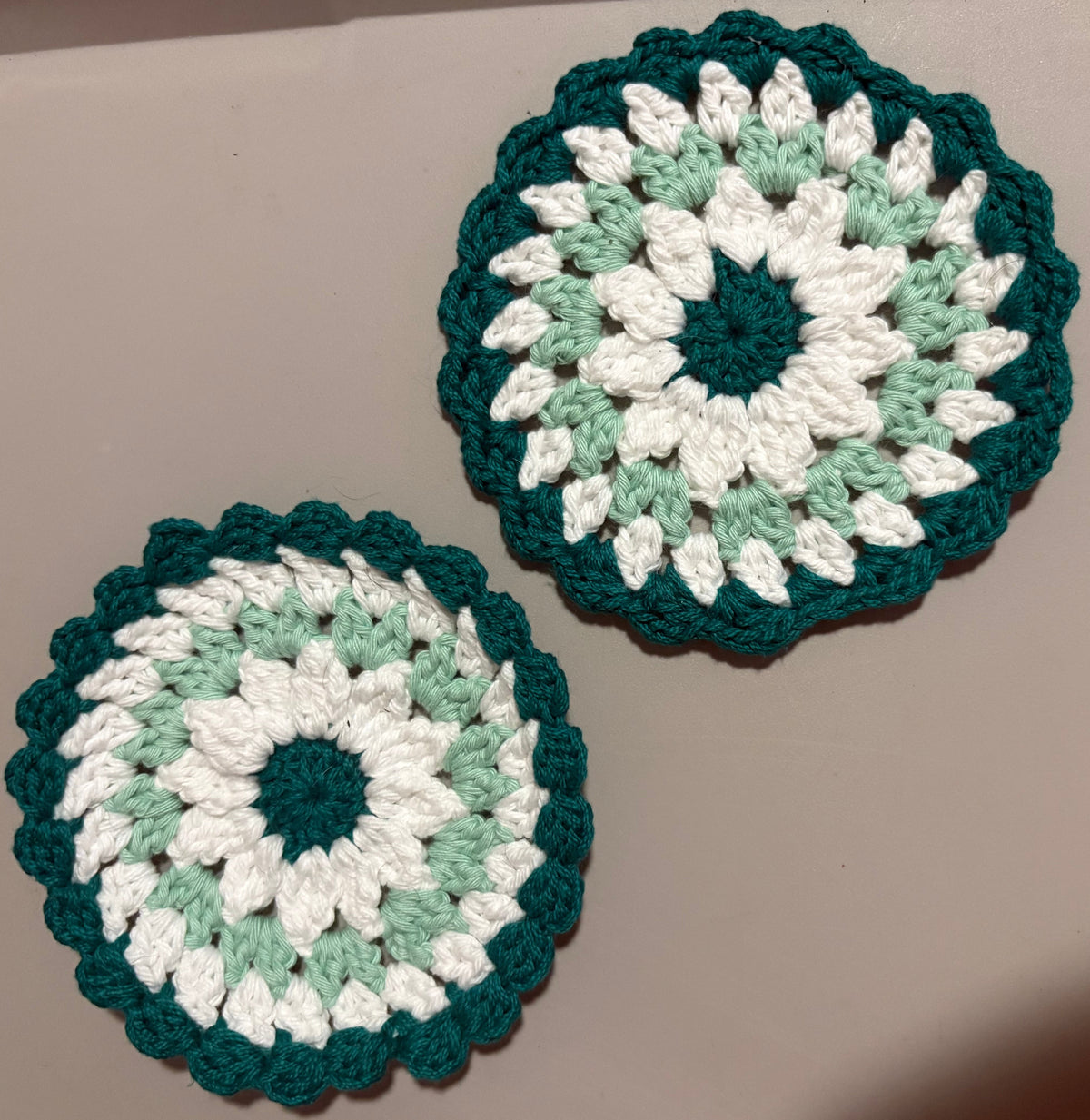 Crochet Striped Cotton Coasters (Set of 2)